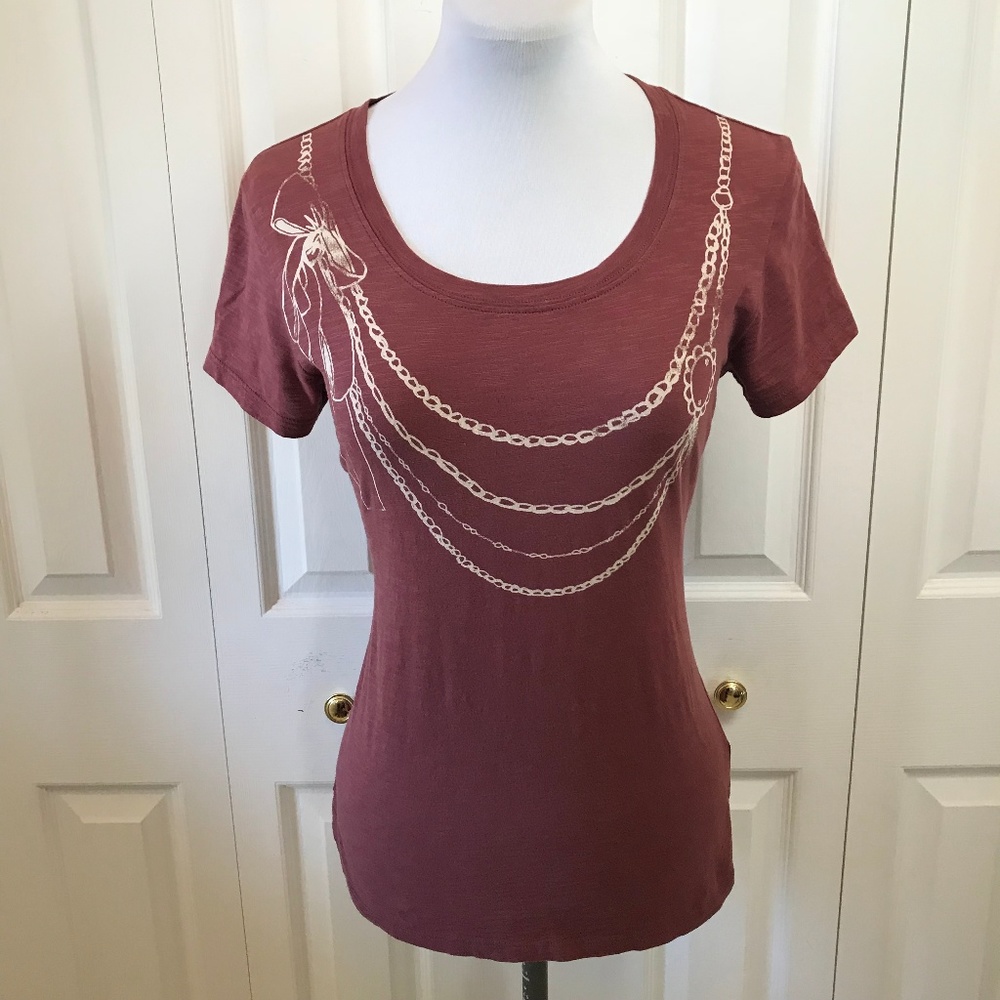 Banana Republic Mauve Graphic S/S Tee Shirt Sz S